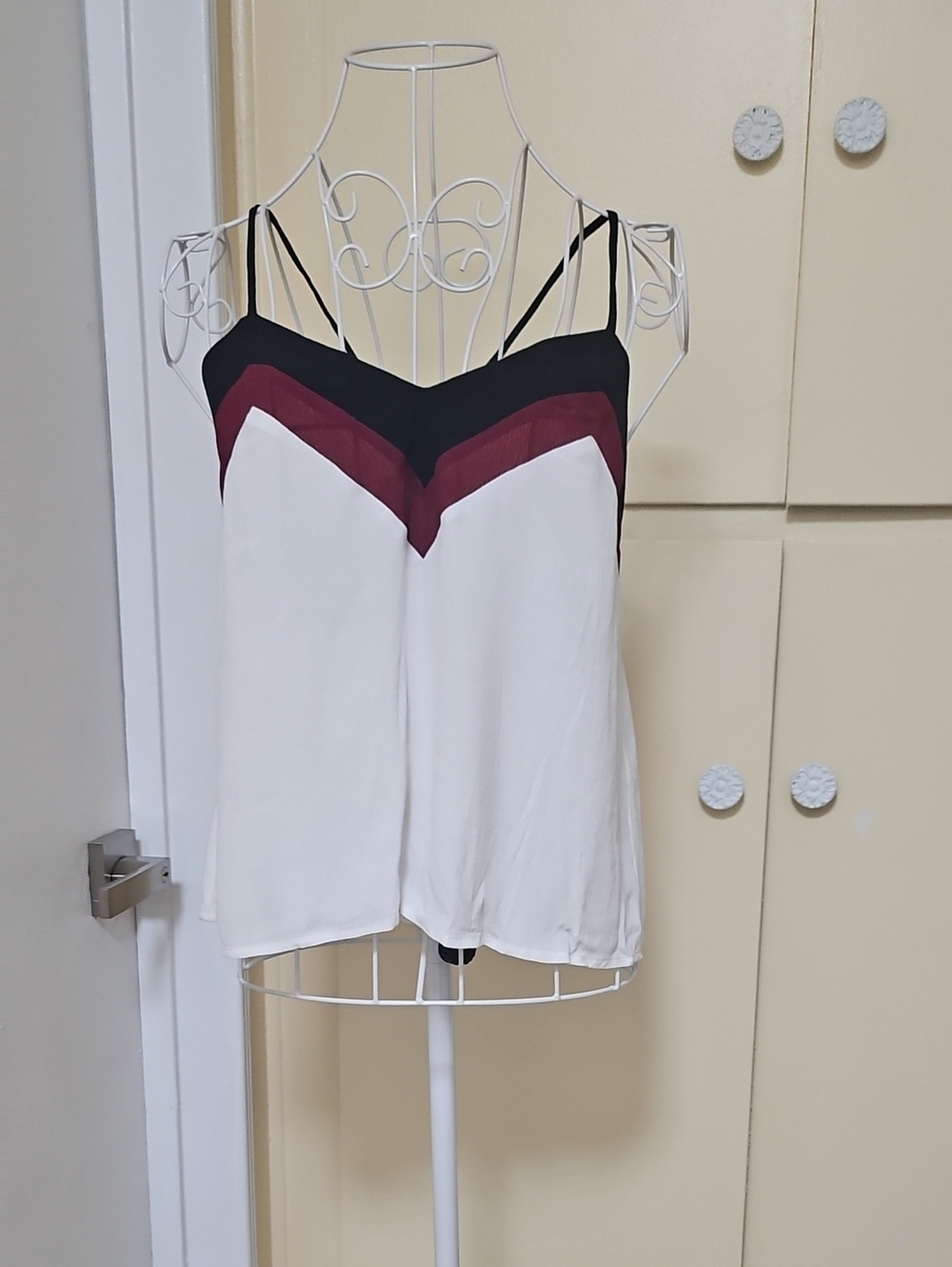 Forever 21 Black, Burgundy & White V-Neck Colorblock Top. Never Worn